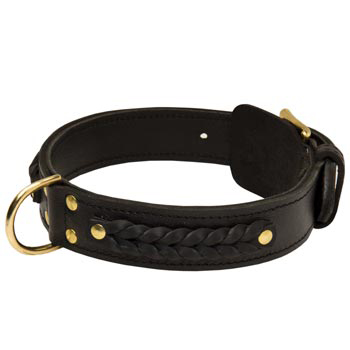 Braided English Bulldog Leather Dog Collar 