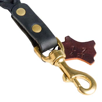 Solid Snap Hook Hand Riveted to the Leather English Bulldog Leash