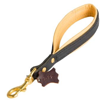 Padded on the Handle Leather English Bulldog Leash with Brass Snap Hook