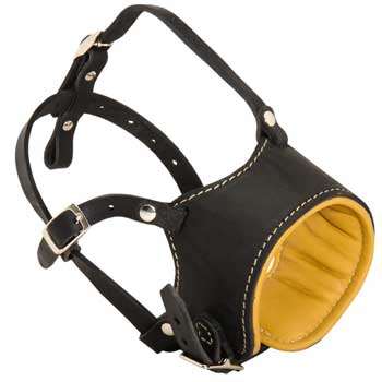 Adjustable English Bulldog Muzzle Padded with Soft Nappa Leather for Anti-Barking Training
