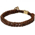 English Bulldog Choke Leather Collar Braided