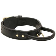 Extra Durable Leather English Bulldog Collar with Handle for Attack Training