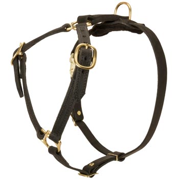 Leather English Bulldog Harness Light Weight Y-Shaped for Tracking Dog
