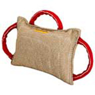 Dog bite pad made of jute with 3 handles