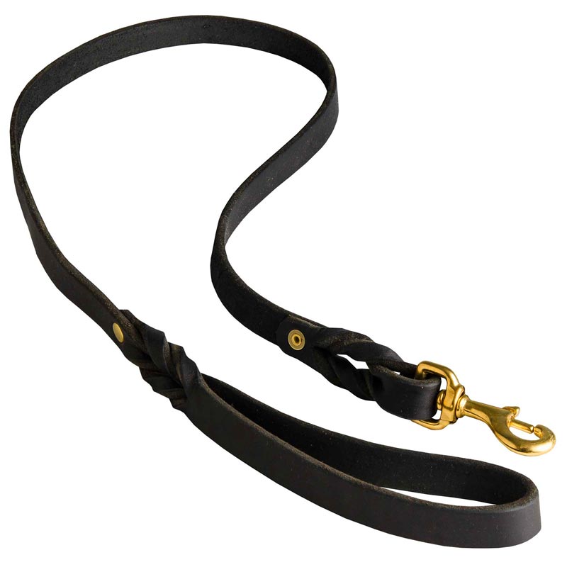 Walking Training Leather English Bulldog Leash Braided