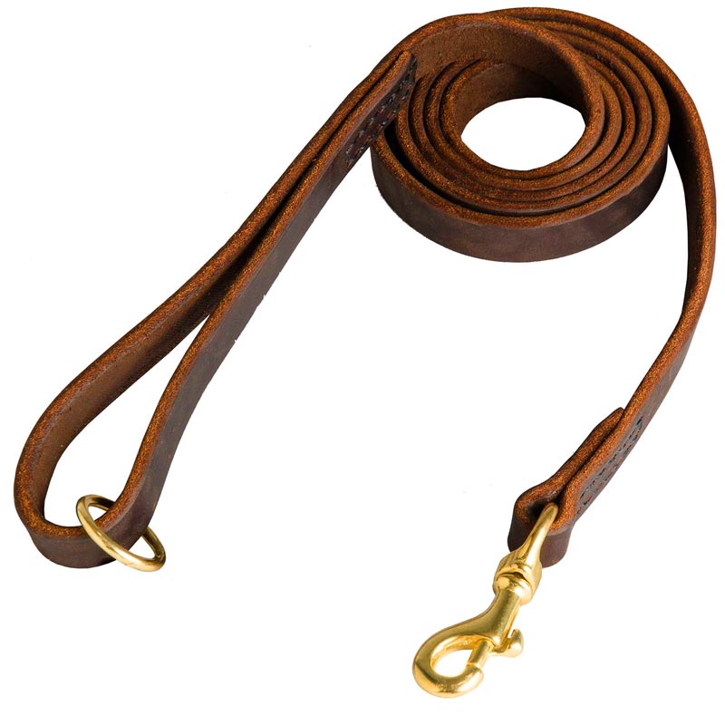 Stitched Leather English Bulldog Leash for Training and Walking