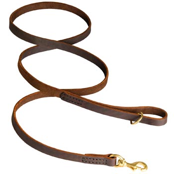 Classic Stitched Leather English Bulldog Leash