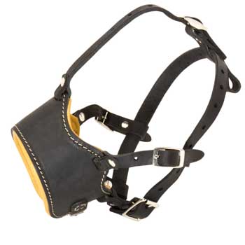 Leather English Bulldog Muzzle for No Bark Training Walking